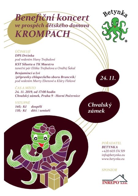 Plakát k akci Benefiční koncert pro dětský domov v Krompachu