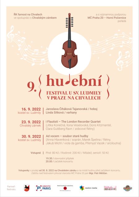 Plakát k Hudebnímu festivalu u sv. Ludmily v Praze na Chvalech